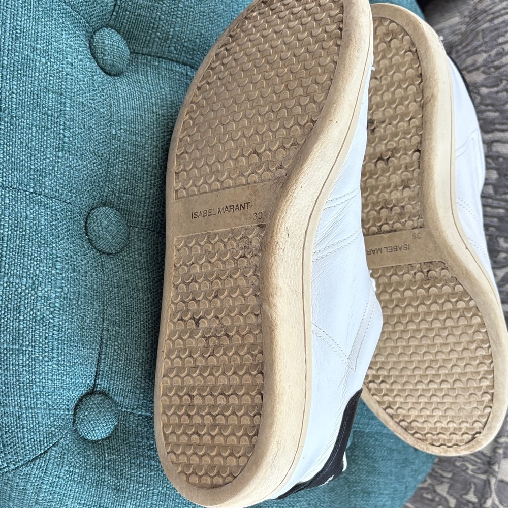 Isabel Marant White and Black Leather Sneakers - Picture 3 of 7